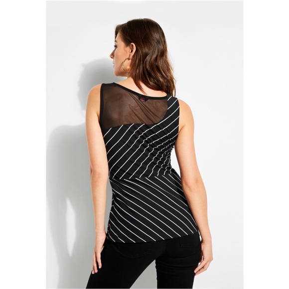 Guess Striped Sleeveless Peplum Top - Picture 2 of 8